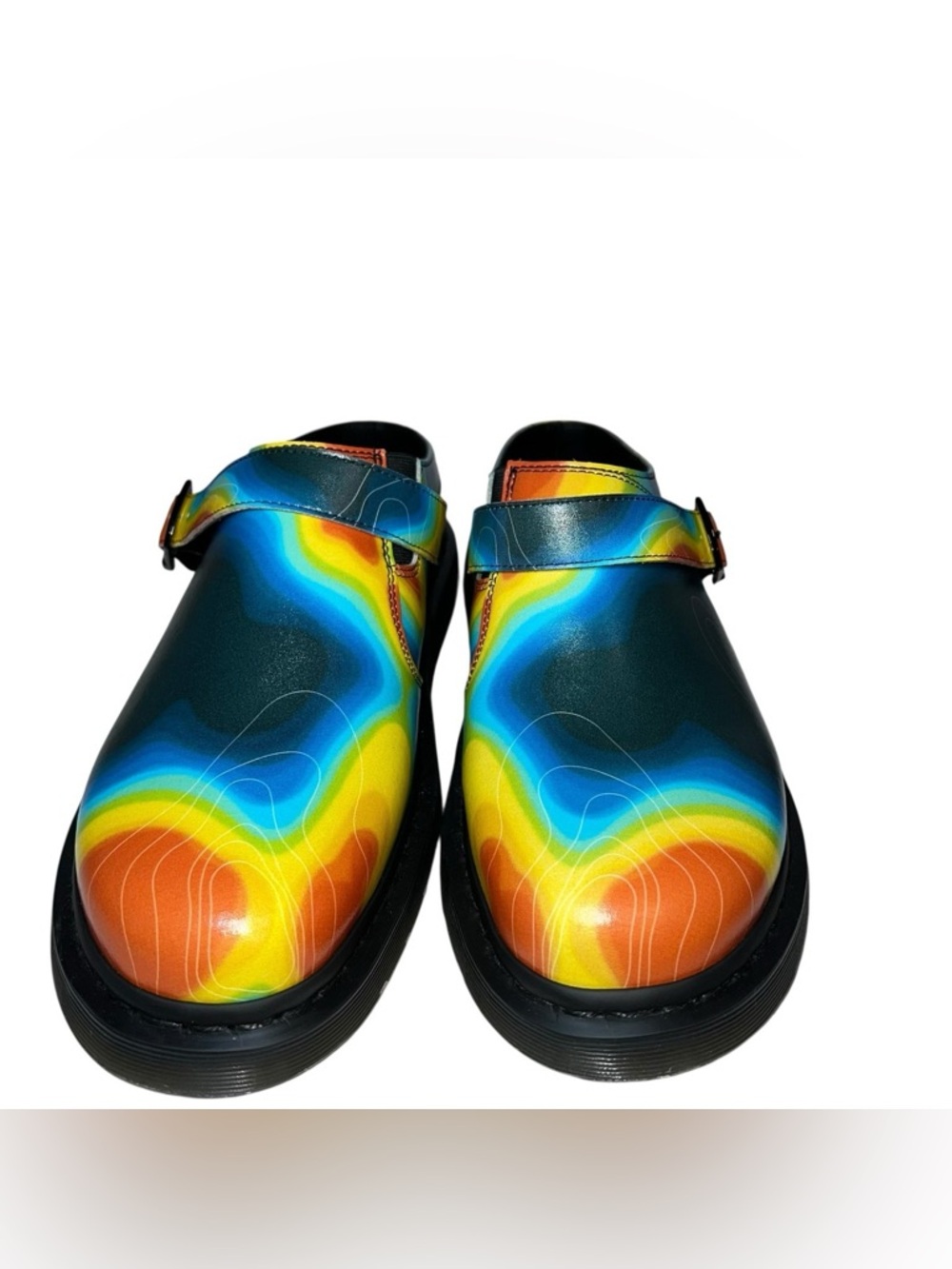 Dr. Martens Kids Heat-Map Print Buckle Clogs in Yellow, Red, Blue, Black - Picture 5 of 14